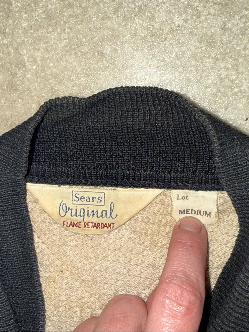 Sears 1970s vintage blue Quilted Bomber Jacket with Cream Sherpa Lining men’s